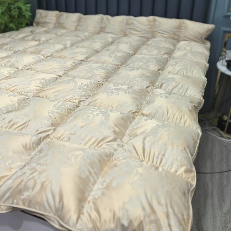 【伯爵】重磅真丝高端鹅绒被 99腹部大朵白鹅绒提花加厚冬被婚庆被