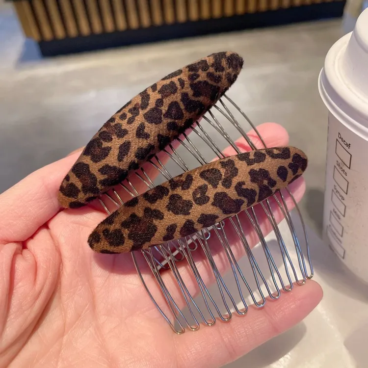 韩国东大门豹纹碎发发梳发饰头饰韩版简约发卡刘海梳盘发梳