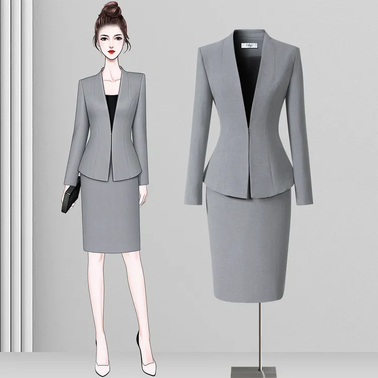 通勤风女修身型纽扣长袖纯色西装常规款时尚通勤女神范气质高端女