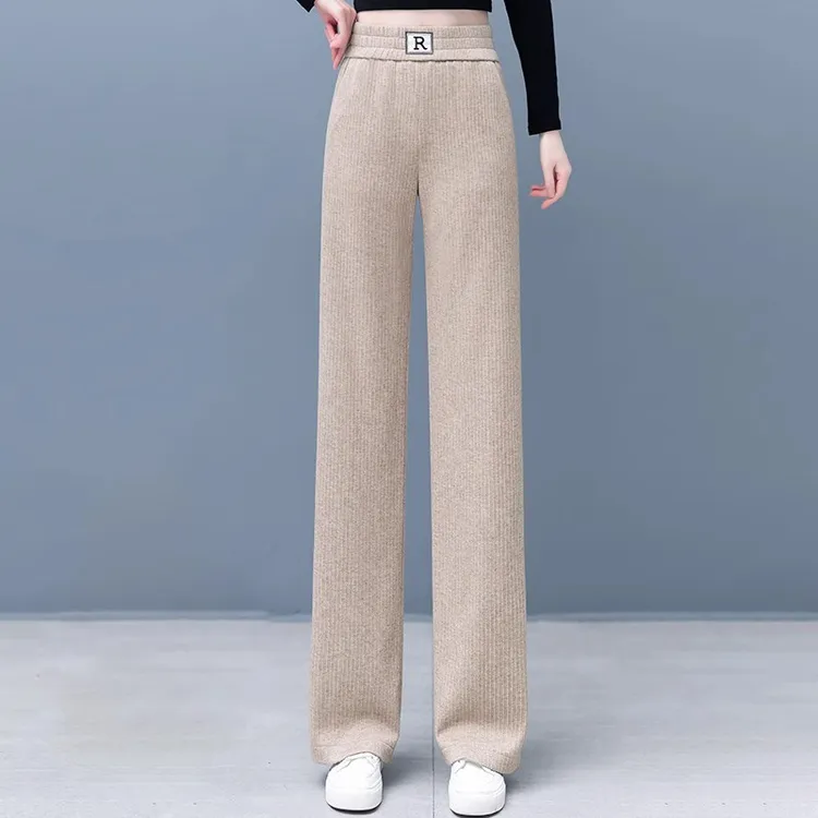 春秋阔腿裤高腰针织百搭直筒裤休闲裤高腰直筒裤