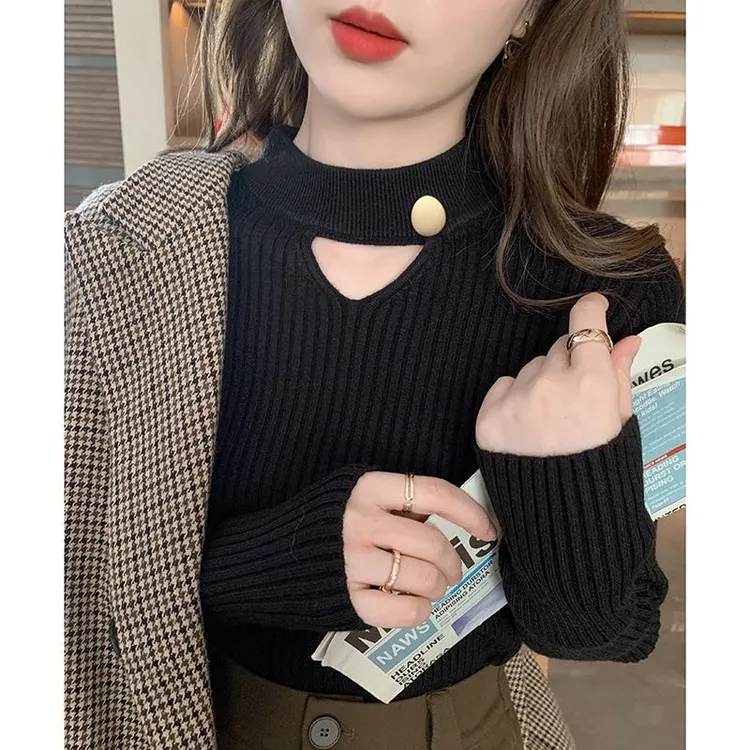 工厂直销8009款（90-200斤穿）半高领设计感秋冬显瘦气质针织毛衣