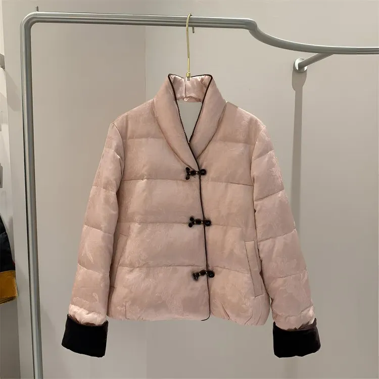 新中式棉服外套女秋冬显瘦百搭时尚短款复古立领保暖提花盘扣棉衣