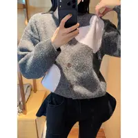 【张静芝】韩国新品~洋气粉爱心显白气质厚实灰色针织开衫