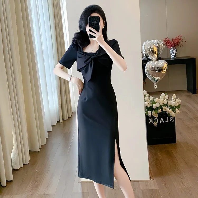 【新中式服装甄选】修身连衣裙中长款夏季轻奢女装修身显瘦气质蝴