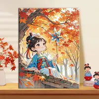 秋意童韵|数字油画diy真心遮盖六代颜料填涂色手绘礼物油彩装饰画