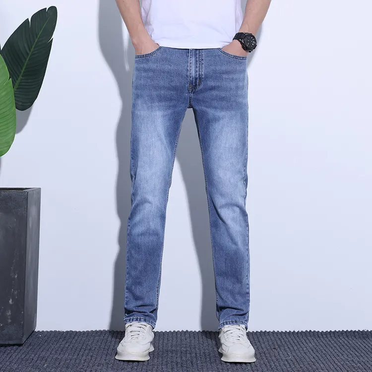 男牛仔裤男薄款新款修身直筒男裤休闲男士长裤子