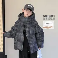 【极寒系列】男童羽绒服冬季儿童中大童加厚格子白鸭绒外套511273O2