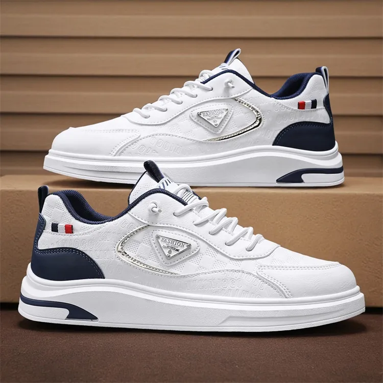 森刻男鞋2025新款夏季透气厚底增高休闲鞋简约潮流百搭小白鞋
