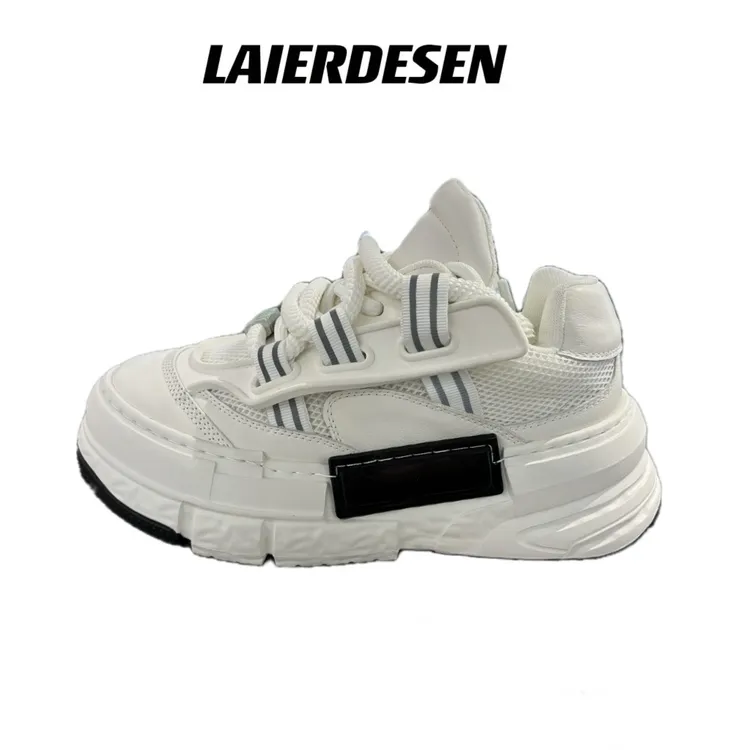 广州男鞋春季新款头层牛皮小众设计轻便厚底增高透气运动休闲潮鞋