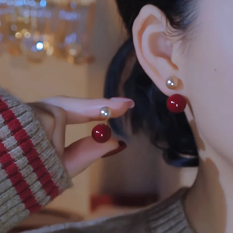 铜合金耳饰 轻奢甜美耳环女2025新款爆款高级感两戴耳钉百搭耳饰