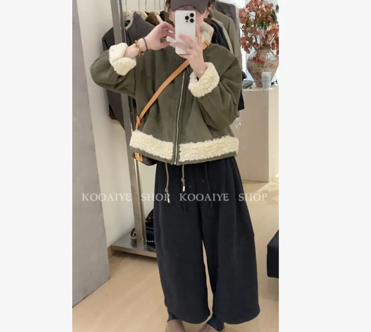 【洋气暖暖】冬季新款韩系休闲宽松百搭时尚显瘦两面穿短上衣