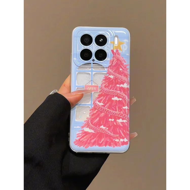 适用苹果iPhone16pro流沙雪花华为ins风窗户粉蛇圣诞树mate手机壳