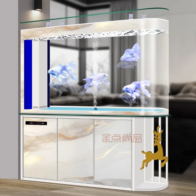 新款鱼缸屏风隔断家用高清玻璃鱼缸带智能控制系统适用客厅办公室