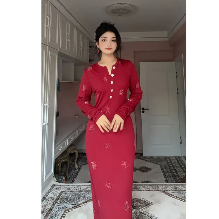 9880【包邮】新款高级简约气质款烫钻女装连衣裙