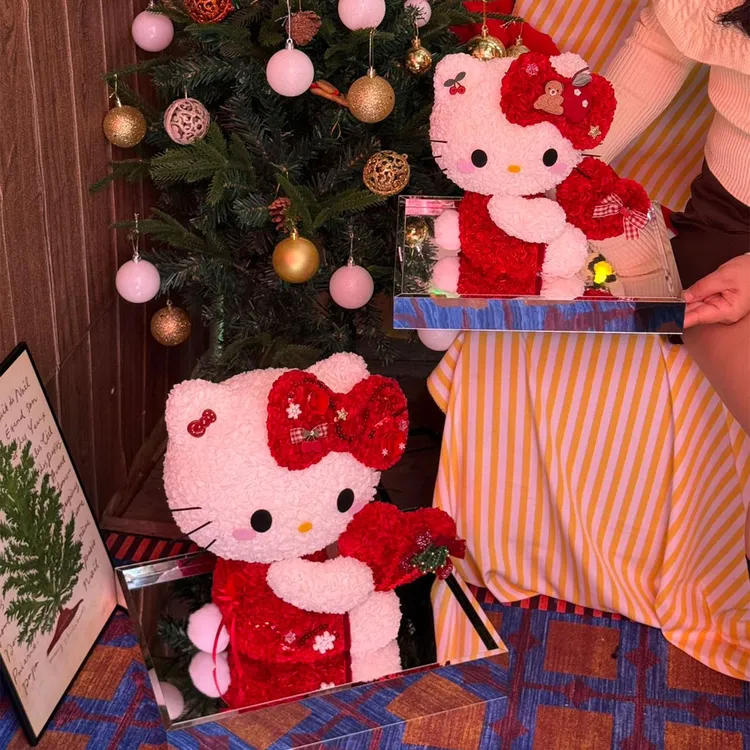 kitty永生花圣诞节送女生生日礼物可爱凯蒂猫花束表白礼盒情人节