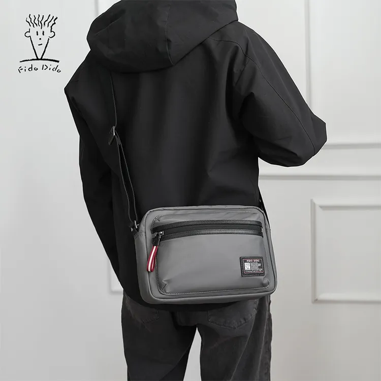 菲都狄都斜挎包男新款时尚男士小包单肩包牛津布休闲横款轻便男包