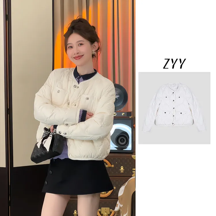 ZYY【时光独白】2025S/S新款小香风羽绒服高级感外套X25DYRF05323