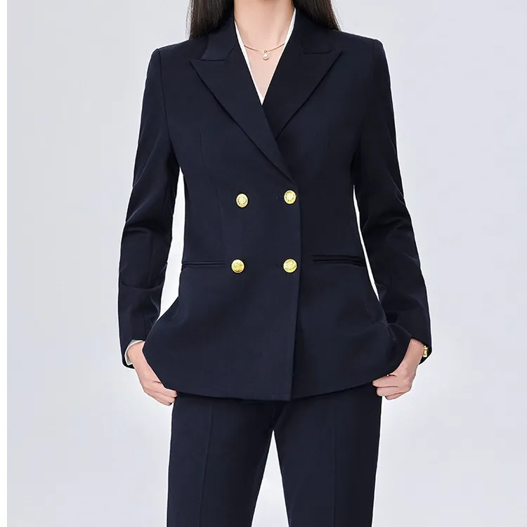 新款黑色西装外套女高级感时尚气质双排扣西服套装气质通勤优雅服