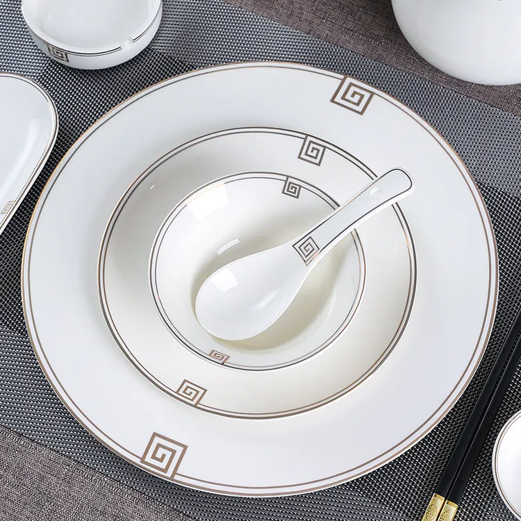 高档摆盘酒店会所高档摆台碗碟饭店专用餐厅网红餐具套装定制LOGO