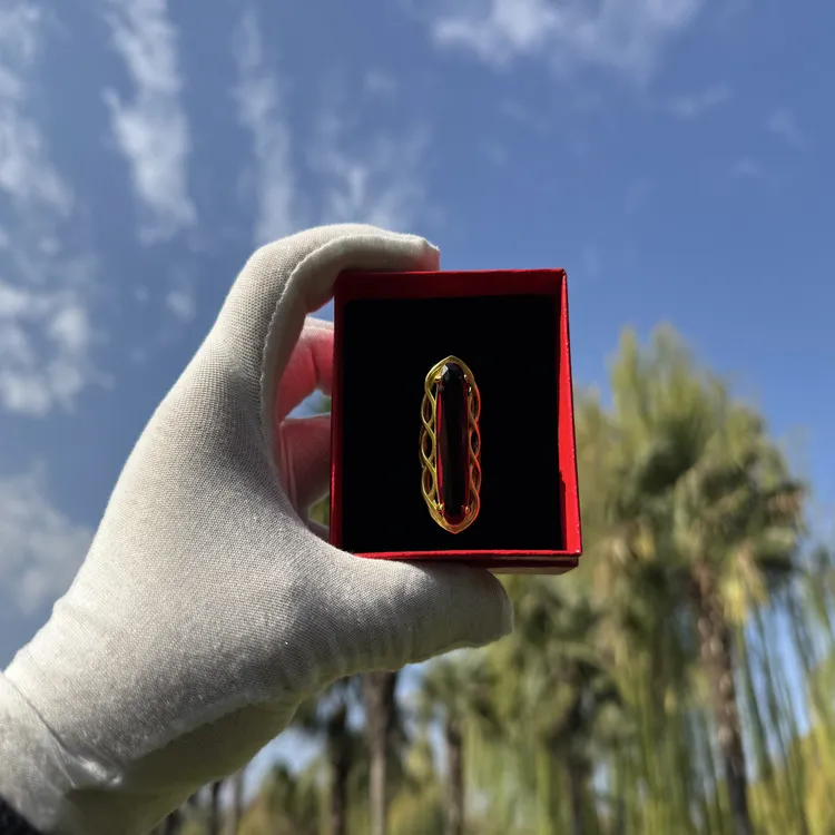 铜合金仿水晶戒指 铜合金女款开口可调节麦穗心心相印指环时尚