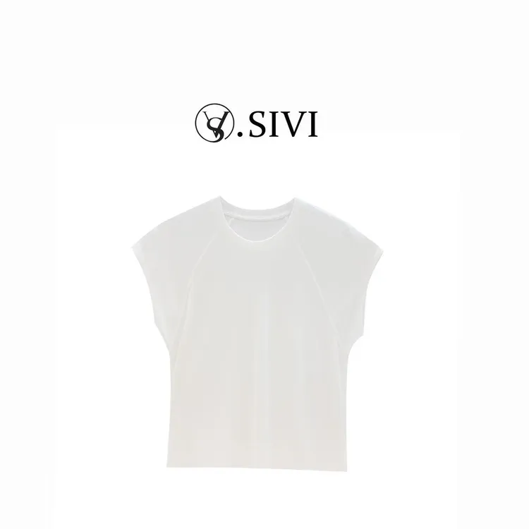 熙薇【纸短情长】赛得利莱赛尔天丝短袖时尚夏季冰膜T恤上衣H3304