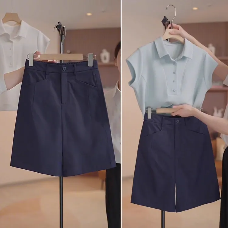 高腰休闲五分短裤女夏薄款2025新款显瘦宽松a字直筒西装中裤子