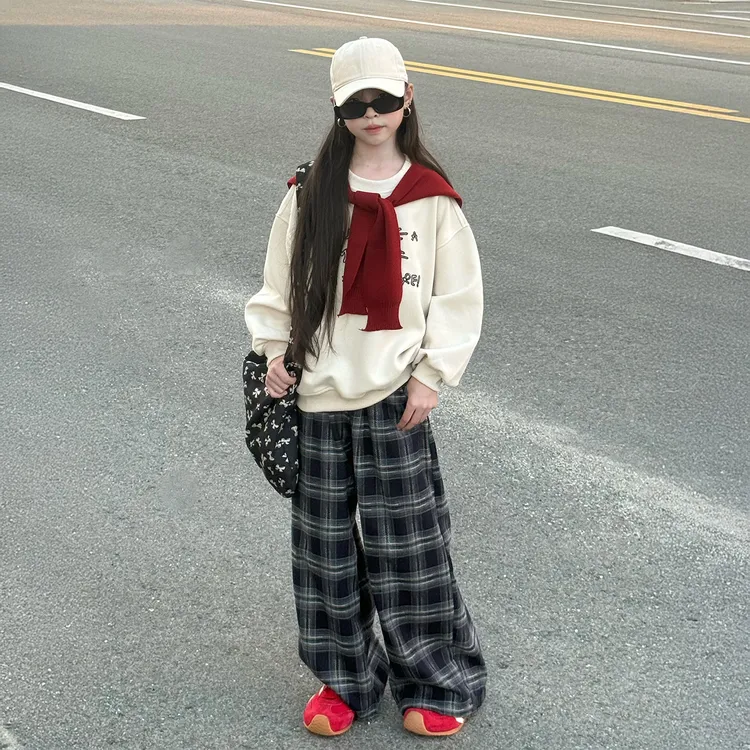 女童春秋款套装2025新款儿童洋气时髦披肩卫衣秋装潮女大童两件套