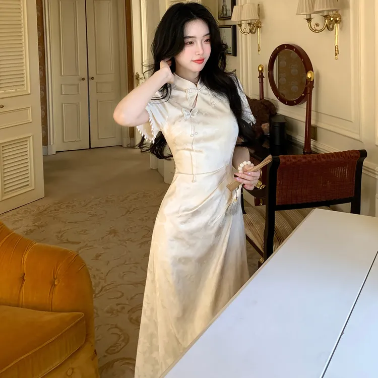高级感新中式中国风时尚连衣裙女夏季新款气质显瘦修身长裙