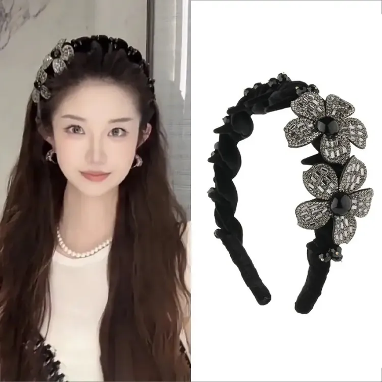 【花坞里】高级丝绒立体花卉轻奢发箍女高级感精致时尚头箍发卡发饰商品图