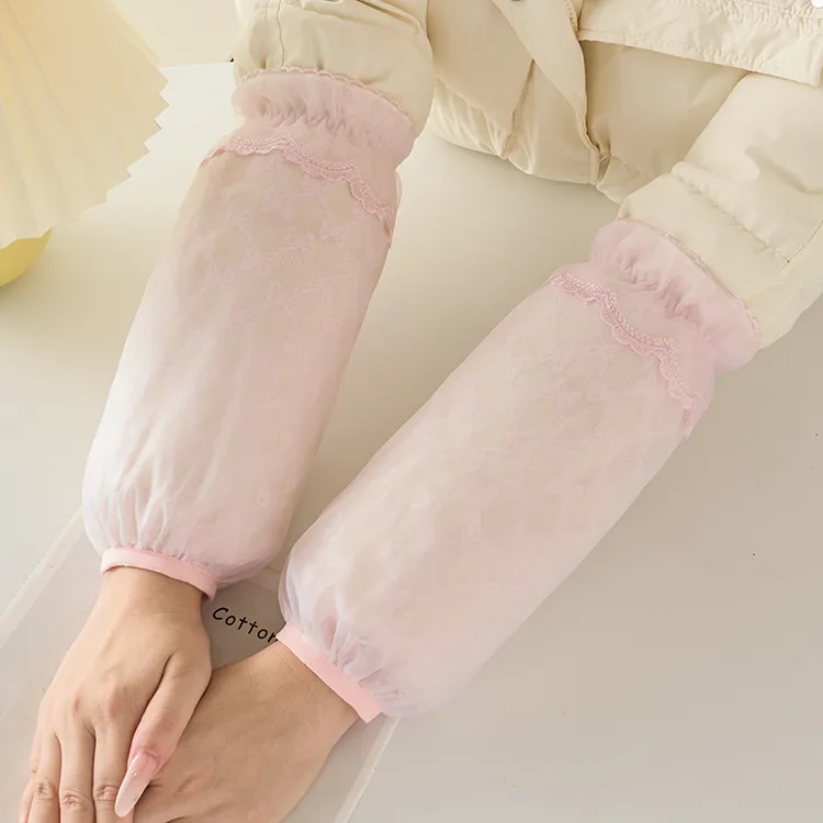 蕾丝花边长款袖套女士防污工作护袖2025新款防尘秋冬防脏百搭套袖