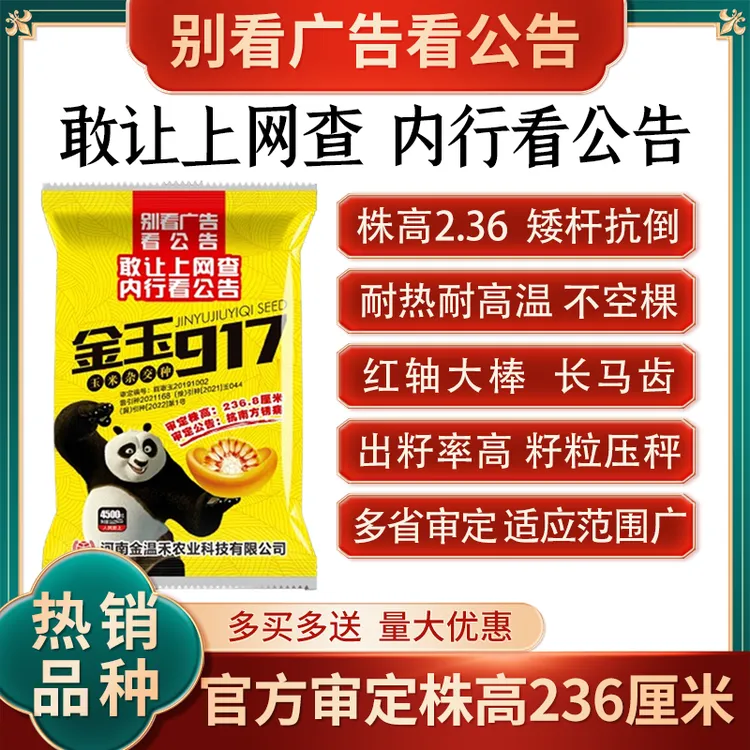 金玉917-矮杆大棒细轴-抗病抗倒伏-耐旱耐涝-高产玉米种子