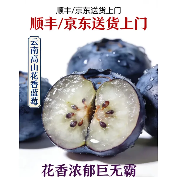 （果王）脆甜花香蓝莓云南现摘现发肉厚脆甜多汁十盒京东直发