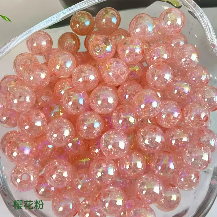 新款彩色通孔泡泡珠手工diy创意饰品琉璃珠马年春晚吉祥物挂件