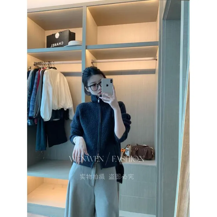 WEN 100圈圈羊毛保暖多穿翻领保暖针织毛衣外套上衣WWW0326