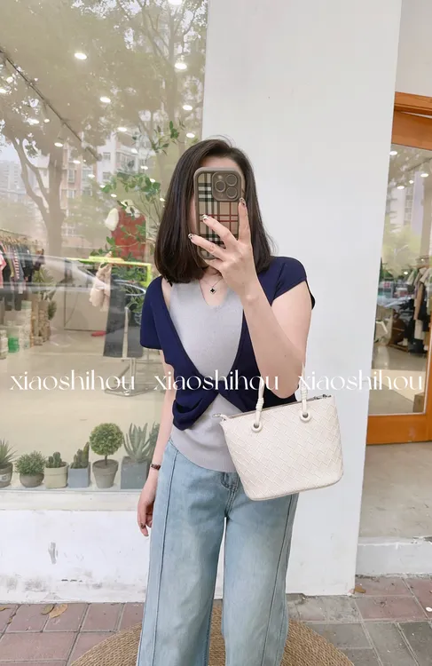 小时候女装店冰丝针织挂脖上衣2527