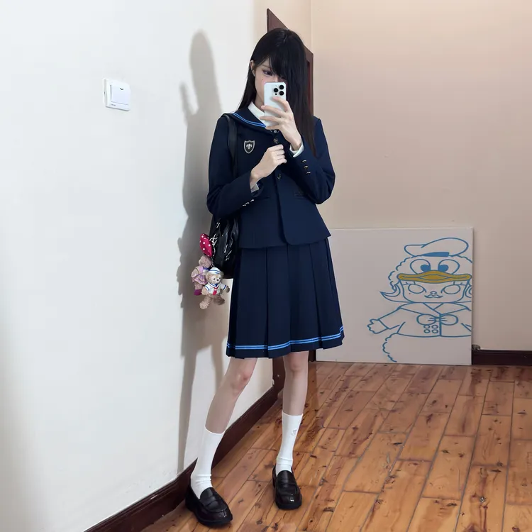 梨筏信【航海家】jk制服套装日系校供学院风藏青色西服秋季外套女