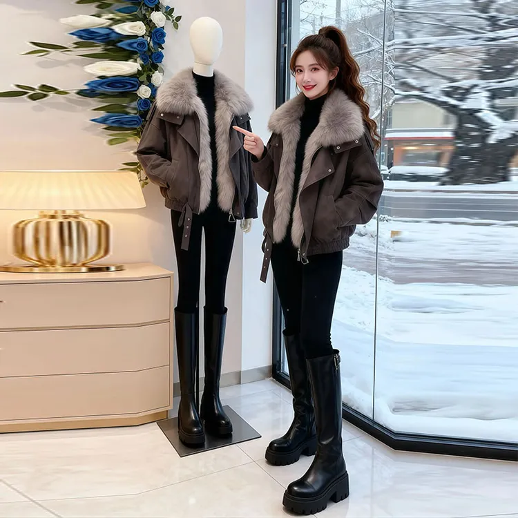 兹伊翰【暖釉生辉】轻奢气质棉服2025冬季新款毛领设计时尚百搭棉衣