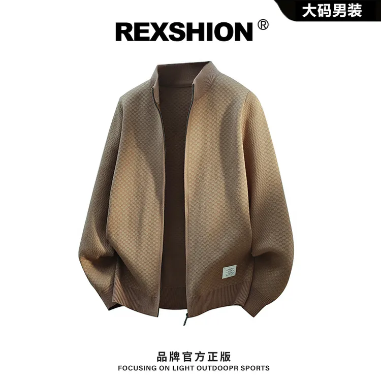 REXSHION2025秋季新款千鸟格立领夹克男美式潮流休闲宽松百搭外套