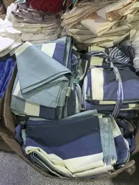 《厚广家》3楼48×73蓝色条纹款老粗布枕套 发1对20%棉麻