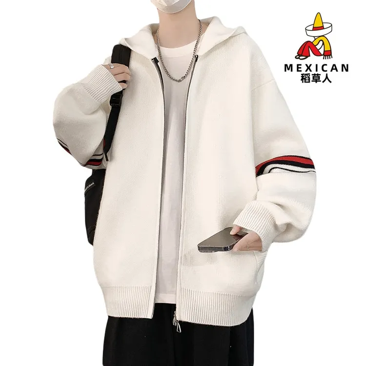 稻草人百搭春季新款时尚连帽夹克男休闲宽松长袖外痞帅男时尚男装