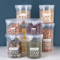 【5个1000ml】大号透明塑料密封罐奶粉罐厨房五谷杂粮收纳盒储物罐