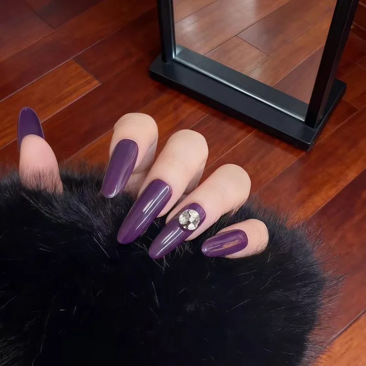 【紫迷心窍】新款紫色纯手工显白高级感中长款可拆卸穿戴甲美甲贴片