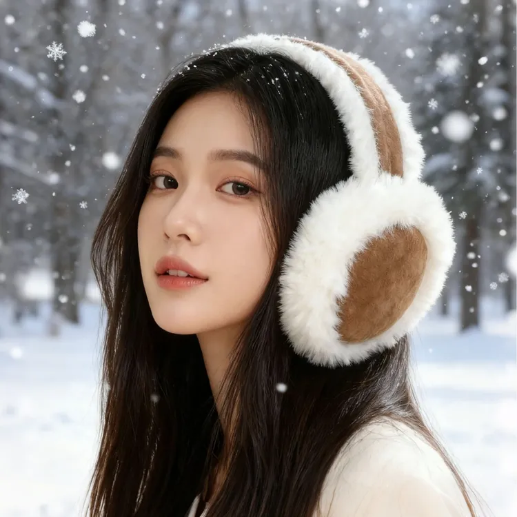 可爱麂皮绒耳罩冬季毛绒耳罩女韩版加绒保暖耳套骑行防寒防冻耳暖