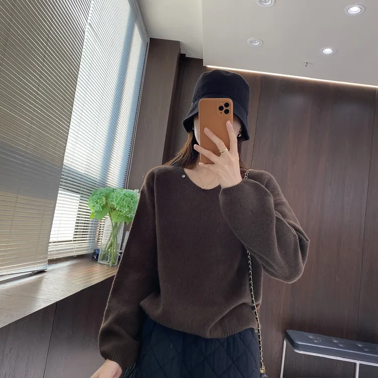 IMFLY金小金自制女装 羊毛衫DYW10332秋冬基础款V领内搭毛衣
