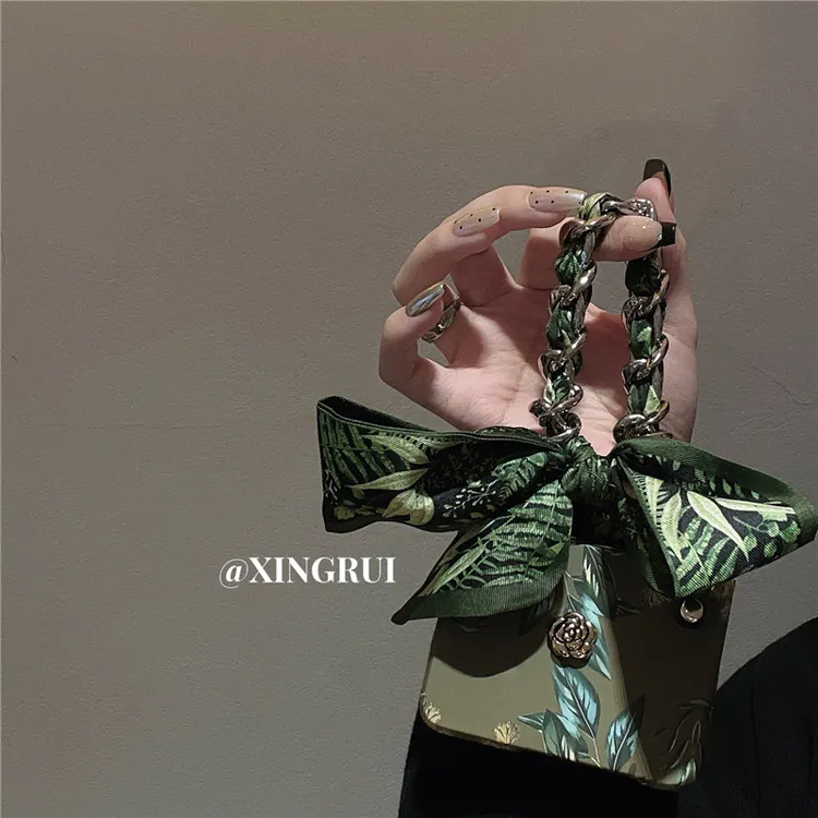 绿叶立体山茶花丝巾链条适用华为pocket2折叠屏purax手机壳小米2