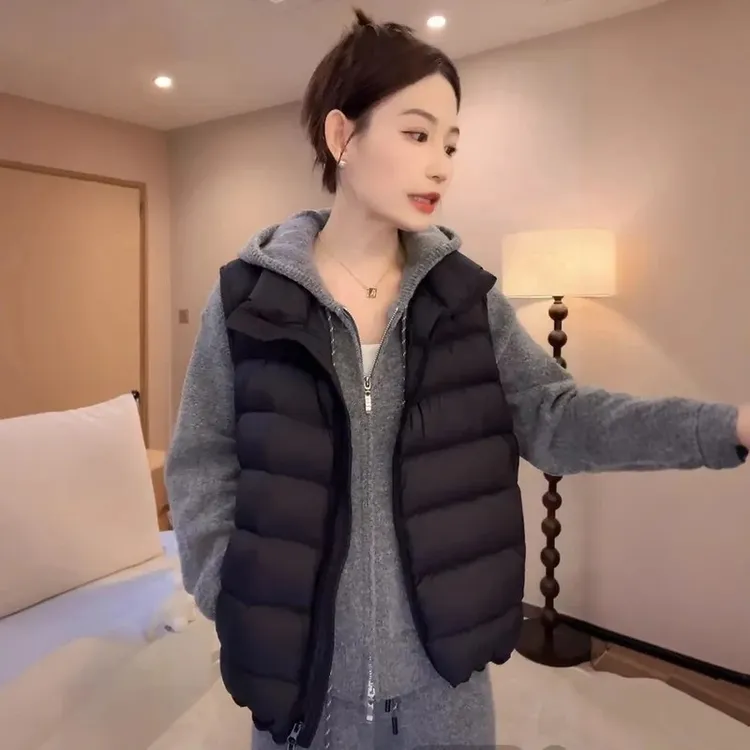 韩版立领龟背排骨棉服马甲女2025秋冬新款无袖百搭坎肩马夹上衣