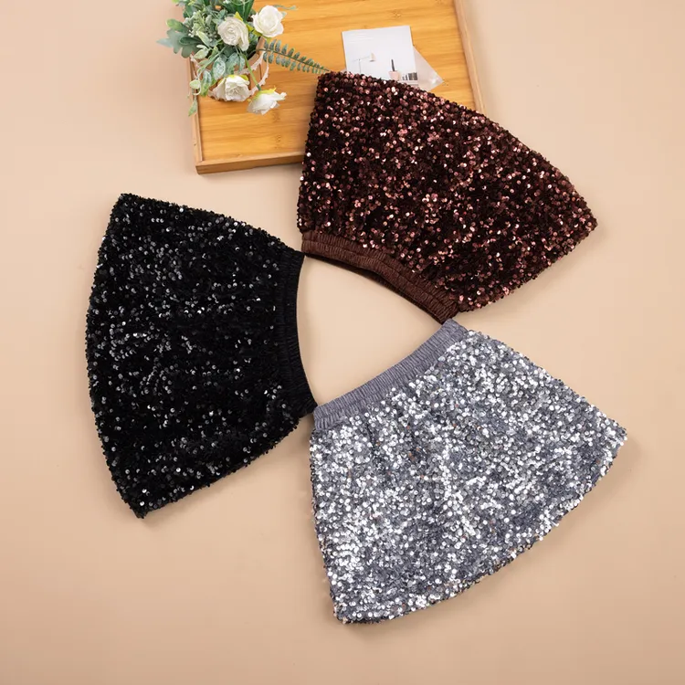 女童半身裙秋冬2025新款儿童包臀丝绒裙子亮片闪闪小女孩A字短裙商品图