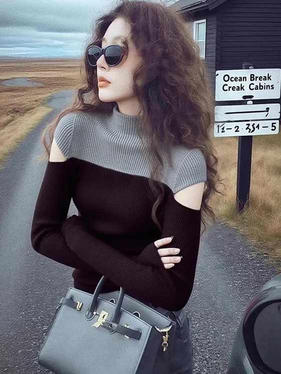 2025冬季高级感超好看软糯慵懒风减龄独特别致松弛感拼接针织衫女