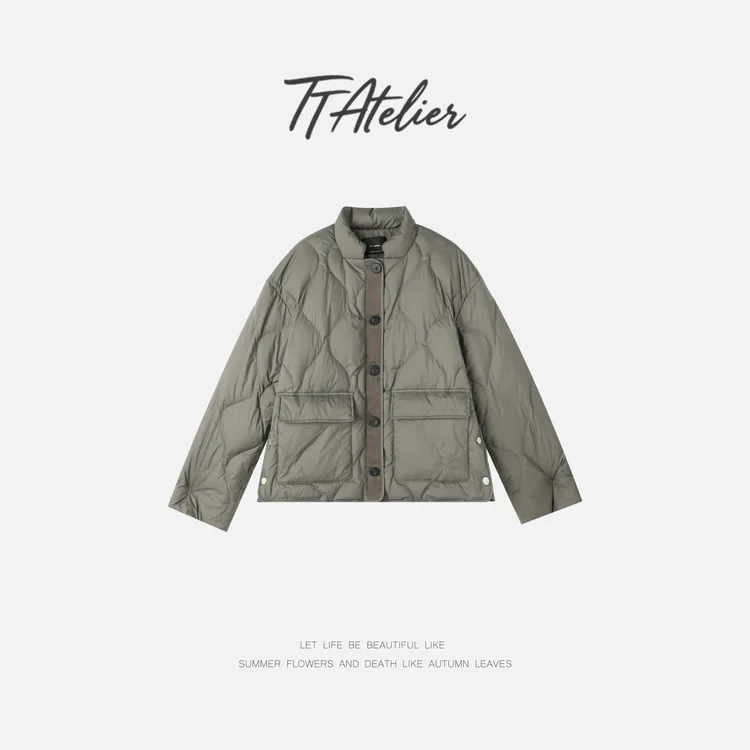 TT设计师【冬夜序曲】时尚防风尼龙哑光白鹅绒羽绒服TT191594