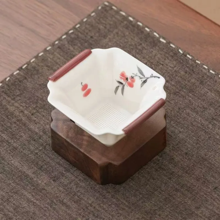 羊脂玉瓷手绘茶漏茶滤千孔一体滤茶器超细茶叶滤网茶隔公道杯滤网